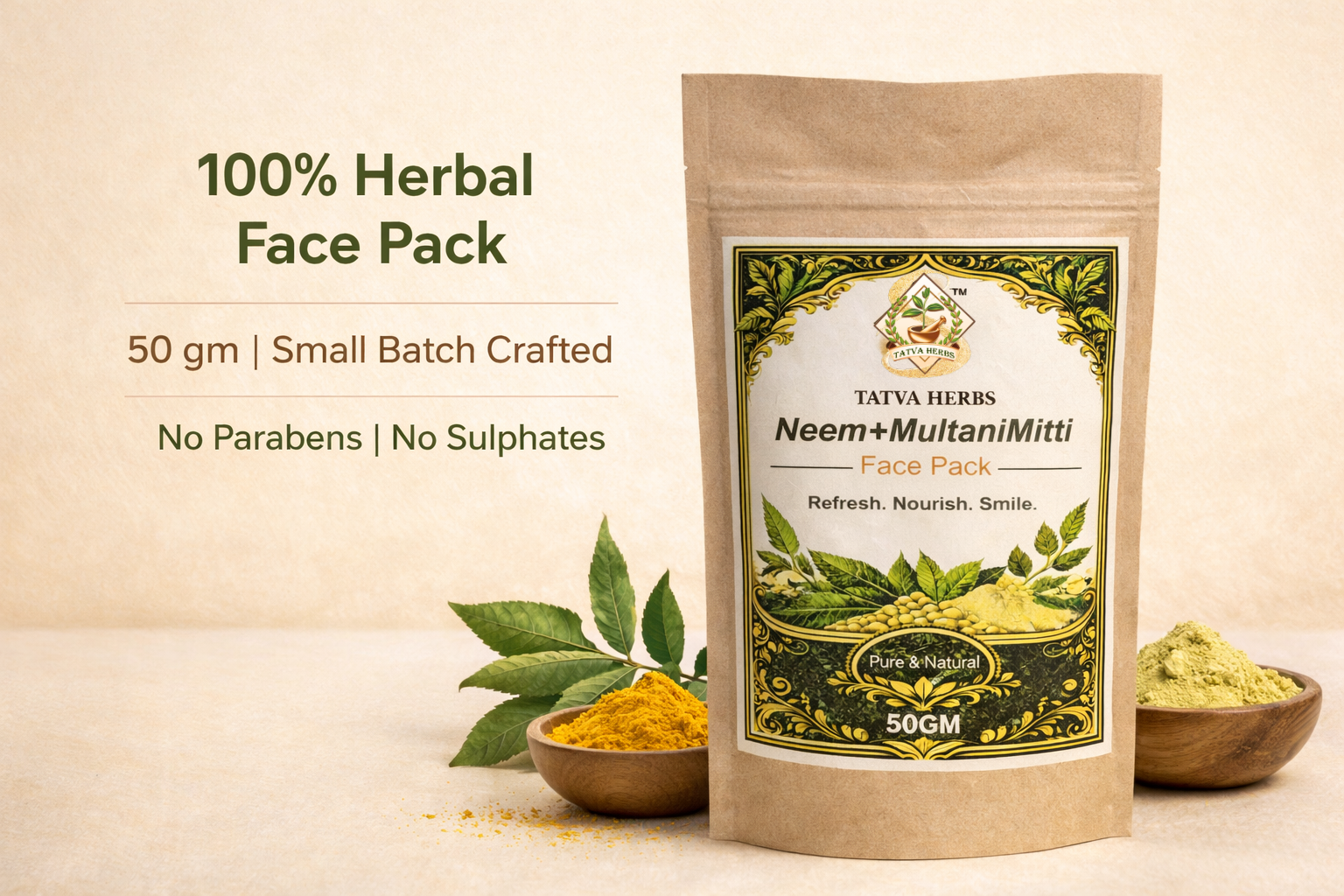 Tatva Herbs Neem + Multani Mitti Face Pack – 50gm
